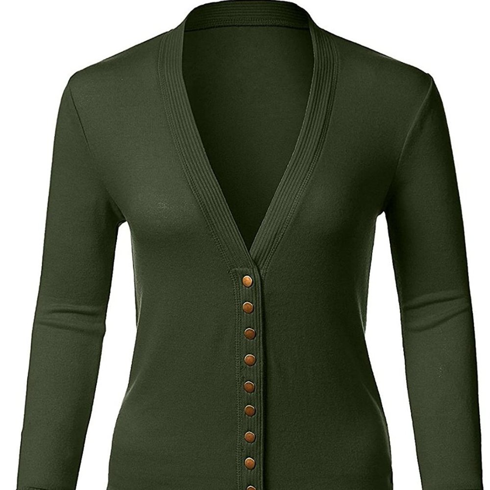 Zenana Army Green NWOT Long Sleeve Snap Button Cardigan Size Medium